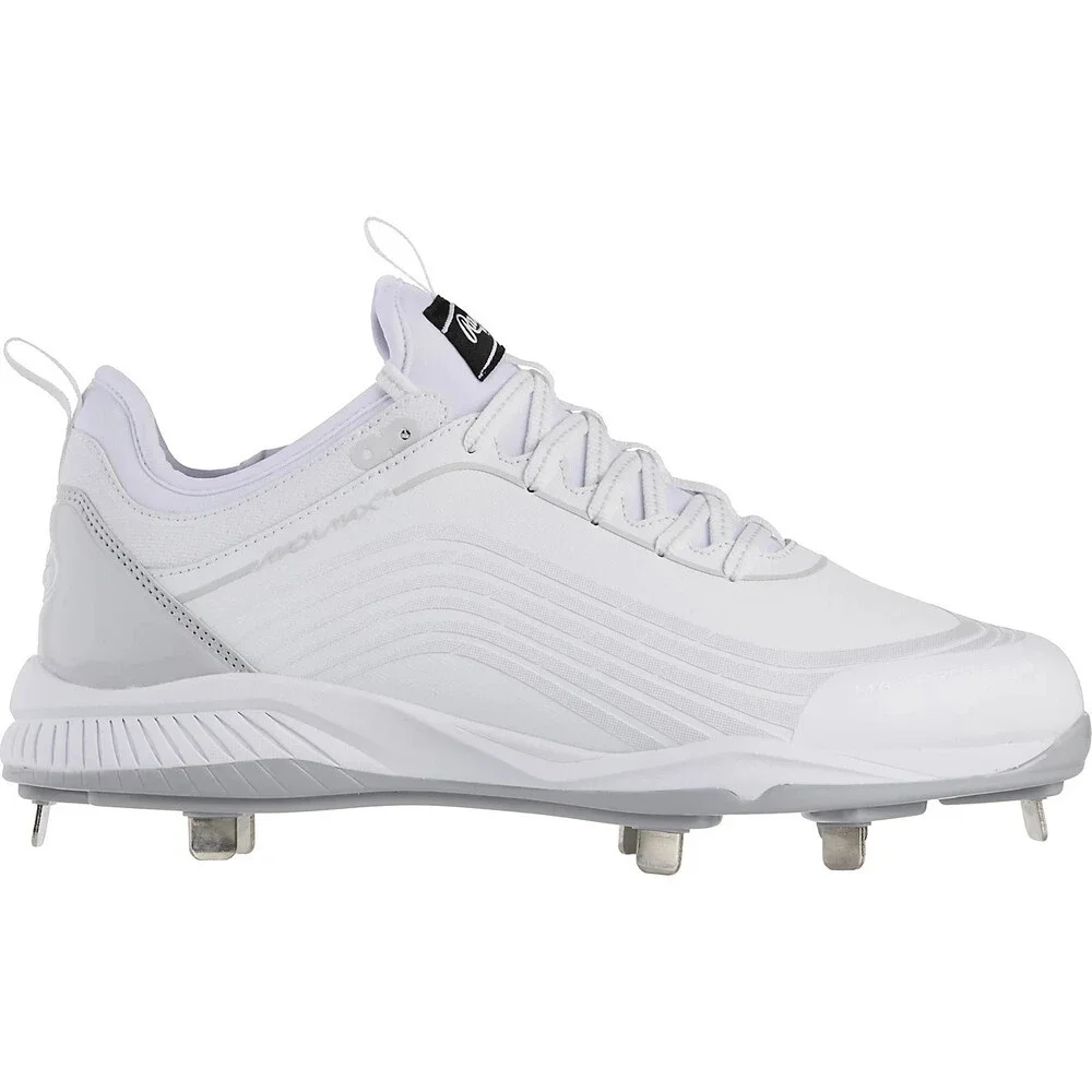 Rawlings Bullpen 174930 Men's White Gray Lace Up Metal Baseball Cleats UWU1055